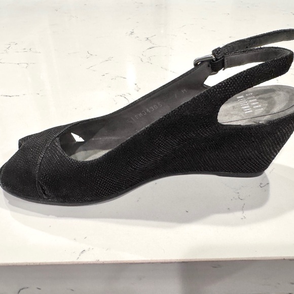 Stuart Weitzman Black Genuine Suede Slingback Sandals with Silver Accents NWOT - Picture 4 of 8